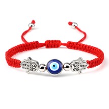 Classic Blue Turkish Evil Eyes Bracelets for Women Hand of Fatima Lucky Red Brai - £11.05 GBP