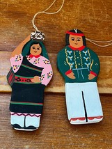 Lot of Painted South American Man &amp; Woman Pottery Christmas Tree Ornament – - £8.88 GBP