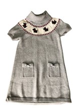 Vintage Gymboree Christmas Dress Size 4 Girls Scottie Dog Gray Sweater Knit S/S - $23.19
