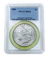 1886 Plateado Morgan Dólar Graduado Por Calidad Como MS-64! Gran Morgan - $184.67