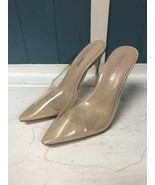 Fashion Nova Glass Slipper Nude Tan clear women’s size 7 high heels Poin... - £15.57 GBP