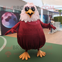 Maroon Seagull mascot costume character dressed with a Ball Gown and Foot pads - £1,003.45 GBP