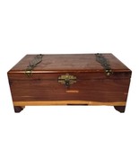 Vtg Cedar Wood Keepsake Box Artisan Trinket Brass Embellishments Cameo A... - £29.31 GBP