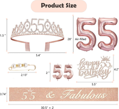 55Th Birthday Decorations for Women, 8Pcs Including 55 Year Old Birthday Cake To - £19.78 GBP