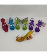 7 High Heel Shoe Xmas Ornaments Jewel Tone Glitter Rhinestone Santa Rein... - $16.82