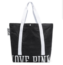 NIP Victoria Secret PINK Pure Black Washed Canvas Tote Bag - £36.41 GBP