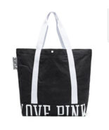 NIP Victoria Secret PINK Pure Black Washed Canvas Tote Bag - £36.52 GBP
