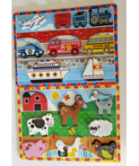 2 Melissa &amp; Doug Wooden Chunky Puzzles ,  Farm And Transportation - $16.15