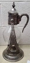 Vintage Glass - Metal Coffee Pot Warmer on Silver Plate Base - 15” High ... - $44.89