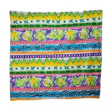 4 Summer Picnic Placemats Set Neon Pink Yellow Green Purple Beachy Square Cloth - £15.64 GBP
