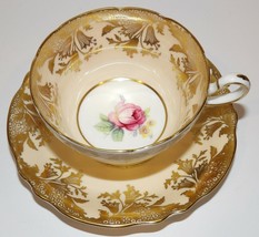 Stunning Vintage Paragon England Peach With Pink Rose Gold Gilt Tea Cup &amp; Saucer - £80.07 GBP