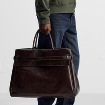 ZARA BNWT 2025. BROWN MAXI SHOPPER BAG LEATHER UNISEX. 3321/520/700 - $524.58