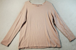 A New Day T Shirt Top Womens Size Medium Pink Knit Rayon Long Sleeve Round Neck - £6.81 GBP
