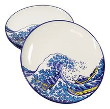 Set Of 4 Hokusai The Great Wave Of Kanagawa Mount Fuji 11&quot;D Round Dinner... - $1,135.08 MXN