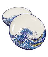 Set Of 4 Hokusai The Great Wave Of Kanagawa Mount Fuji 11&quot;D Round Dinner... - $1,127.49 MXN