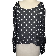 Black and White Poka Dot Blouse Size Large New with Tags  - £19.42 GBP