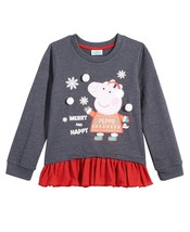 Peppa Pig Toddler Girls Contrast Hem Top,Gray,2T - £19.75 GBP