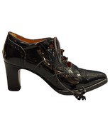 Ralph Lauren Rare Italy Lace Up Block Heels Womens Size 7.5B Black Almon... - $263.58