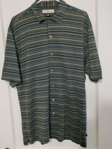 Tommy Bahama Silk Blend Shirt Mens Medium Button Up Striped - £12.59 GBP