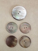 Lot of 5 Vintage Genuine Natural Mother of Pearl Glossy Two Hole Buttons... - £14.94 GBP
