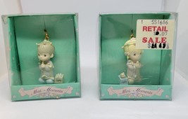 Set Of 2 Precious Moments Mini Orn Blue Boy And Pink Girl With Lights Vtg Rare - £20.96 GBP