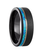 Black Tungsten wedding band ring men lapis lazuli and wood inlay 8mm com... - $1,135.88 MXN