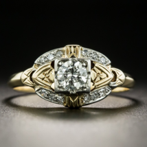1.50Ct Künstlicher Diamant Vintage Kunst Deko Verlobungsring 14K Gold Versilbert - £201.54 GBP