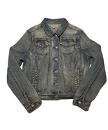 Earl Jean Denim Jacket Womens Large Rhinestone Jean Stretch Button Up - £22.91 GBP