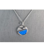 Womens Sterling Silver Blue Opal Ocean Wave Cloud Pendant Necklace 5.7g ... - €38,51 EUR