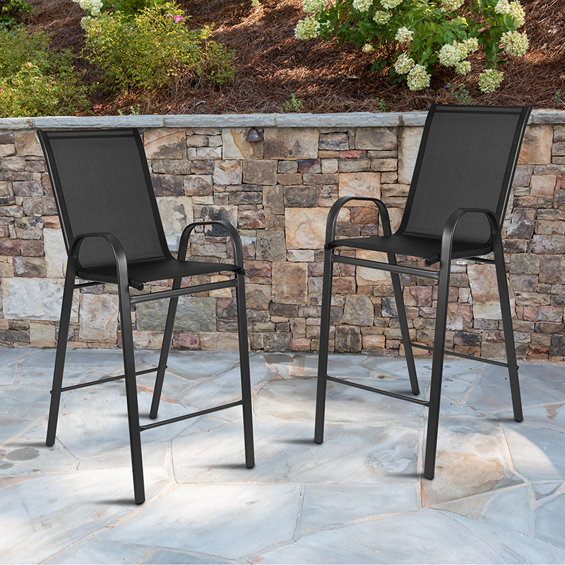 2PK Black Patio Stack Stools 2-JJ-092H-GG