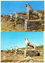 2 Postcards Greece Delos Terrace of the Lions Statues Hellas Unposted - £2.75 GBP
