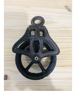 Rustic Pulley Cable Wheel Farmhouse Country Home Decor Cast Iron Hanging... - $29.99