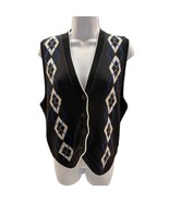 Norton McNaugton women M/L Black Argyle Sleeveless Sweater Vest knit petite - £16.07 GBP