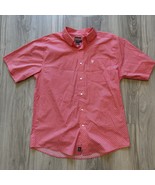 Ariat Men&#39;s Large Short Sleeve Stretch Button Up Red Orange All Over Pri... - $41.64 CAD
