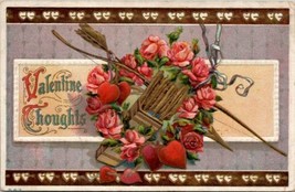 Valentine Greeting Roses Quiver Hearts Embossed 1912 Searsburg VT Postcard V5 - £6.23 GBP
