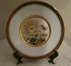 LAL Chokin Art Collection 24KT Gold Rim 6&quot; Plate With One bird signed - £22.69 GBP
