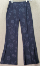 Vintage Girl Code Flared Pants Girls Size 10 Navy Floral Polyester Elastic Waist - $13.95
