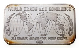 1974 World Trade and Commerce - USSC Mint 1 oz. Silver Art Bar - £58.72 GBP