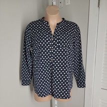 Charter Club Button Up Shirt ~ Sz L ~ Blue &amp; White ~ Long Sleeve - £19.02 GBP