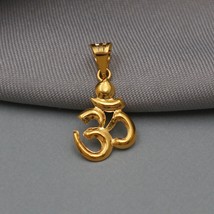 om aum shiva 18k Yellow Gold locket gold pendant, round Handmade gold pendant fo - £82.59 GBP