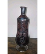 Amethyst Glass Vase With Silver Overlay Floral Purple Vintage - $39.60