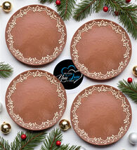 Pottery Barn S/4 Gingerbread Dinner Plates 10.75&quot; NEW Stoneware Christmas  - $253.51 CAD