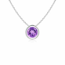 ANGARA 4mm Round Amethyst Solitaire Pendant in 14K White Gold - £219.39 GBP