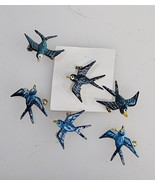 Vintage Lapel Pin Badge Blue Bird Flying Brooch Hand Painted Souvenir Lo... - $281.18 MXN