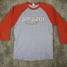 Amazon LAT Orange Gray 3/4 Sleeve Raglan Shirt Womens Size M - £6.25 GBP