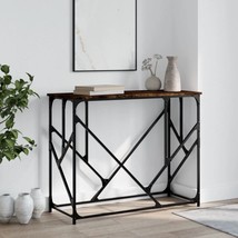 Industrial Rustic Smoked Oak Wooden Hallway  Console Table With Metal Frame Wood - £64.94 GBP