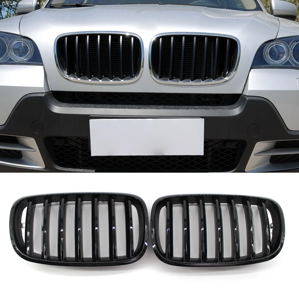 Gloss Black Front Kidney Double Grill for BMW E70 X5 E71 X6 2007-2013 Car Acce - £34.37 GBP
