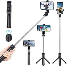 Selfie Stick, Extendable Selfie Stick Tripod with Wireless Remote and Tripod - £10.82 GBP