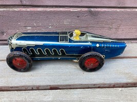 Vtg Marx Giant King Boat Tail Tin Litho Blue Indy Racer 1941 Wind Up 13&quot; - £118.66 GBP
