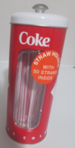 Coca-Cola Coke Ice Cold Metal Straw Dispenser Holder  with Bottle Straws - $11.39